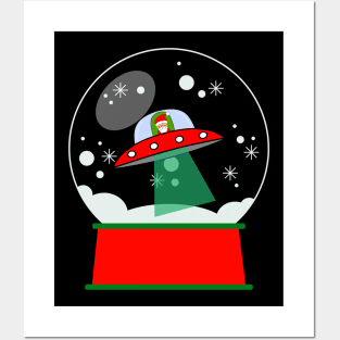 SANTA Spaceship Snowglobe Posters and Art